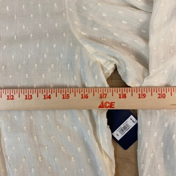 Lucky Brand Women's Swiss Dot Blouse Ruffled Collar Long Sleeve Top XS - Picture 9 of 9